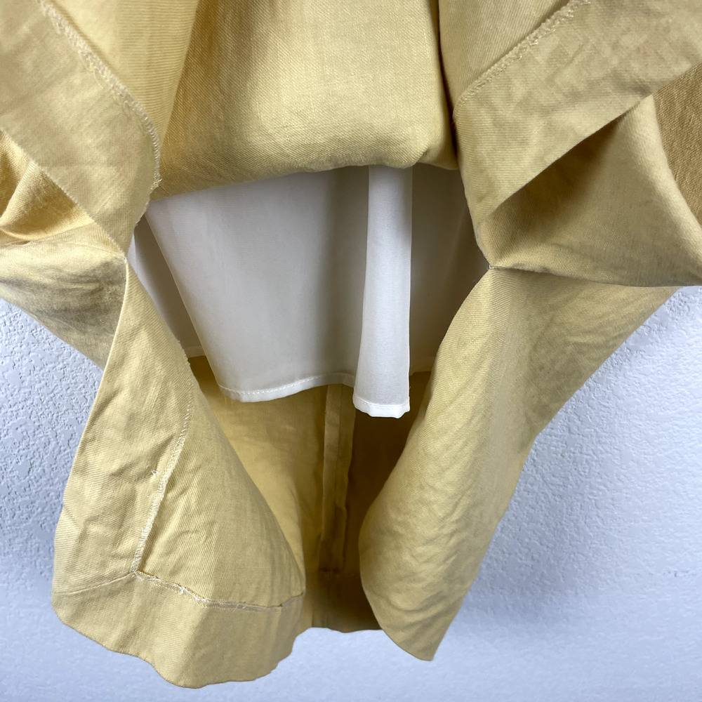 Fabiana Filippi Linen Blend Dress Womens XS Yellow Midi Sleeveless V-Neck Italy - Picture 4 of 15